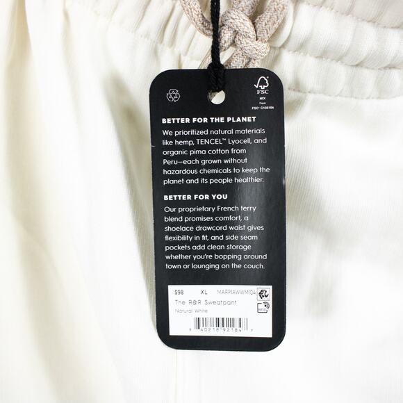 Allbirds R&R Sweatpants Joggers Natural White Men Size Small Athletic Athleisure - Picture 6 of 8